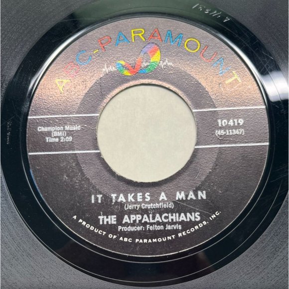 The Appalachians Bony Moronie / It Takes a Man 45 Rock Record ABC 10419 VG+ - Picture 3 of 4